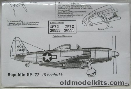 Koster 1/48 Republic XP-47 Ultrabolt Conversion Kit - Bagged, 26 plastic model kit